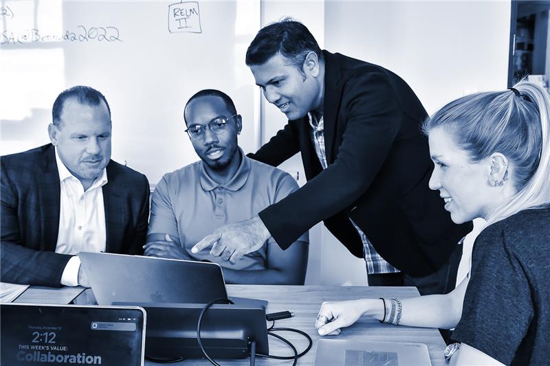 team working in meeting room