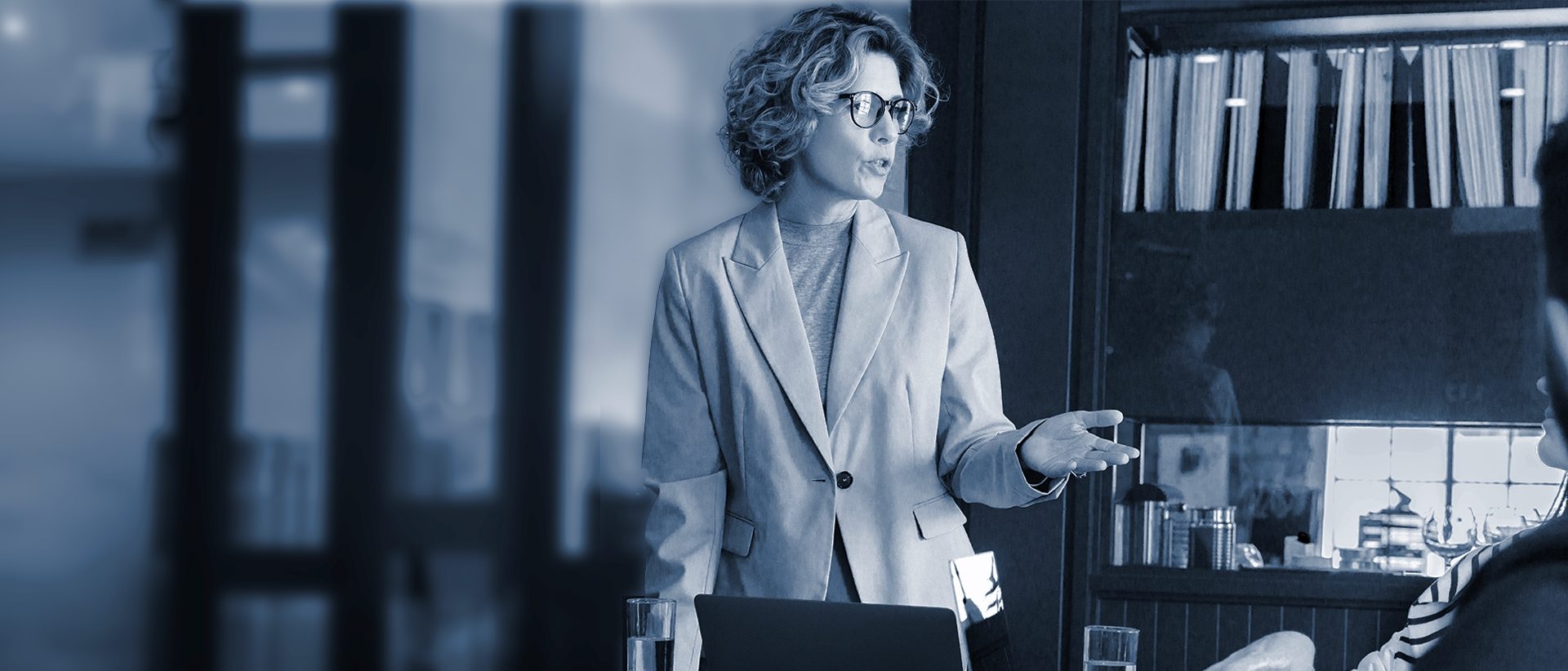 woman talking to a group