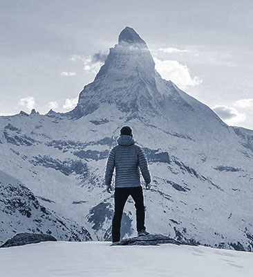 person facing mountain peak
